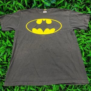 00s Batman Big Logo 04' DC Comics Grunge Y2K Black Delta Cotton Tee Large